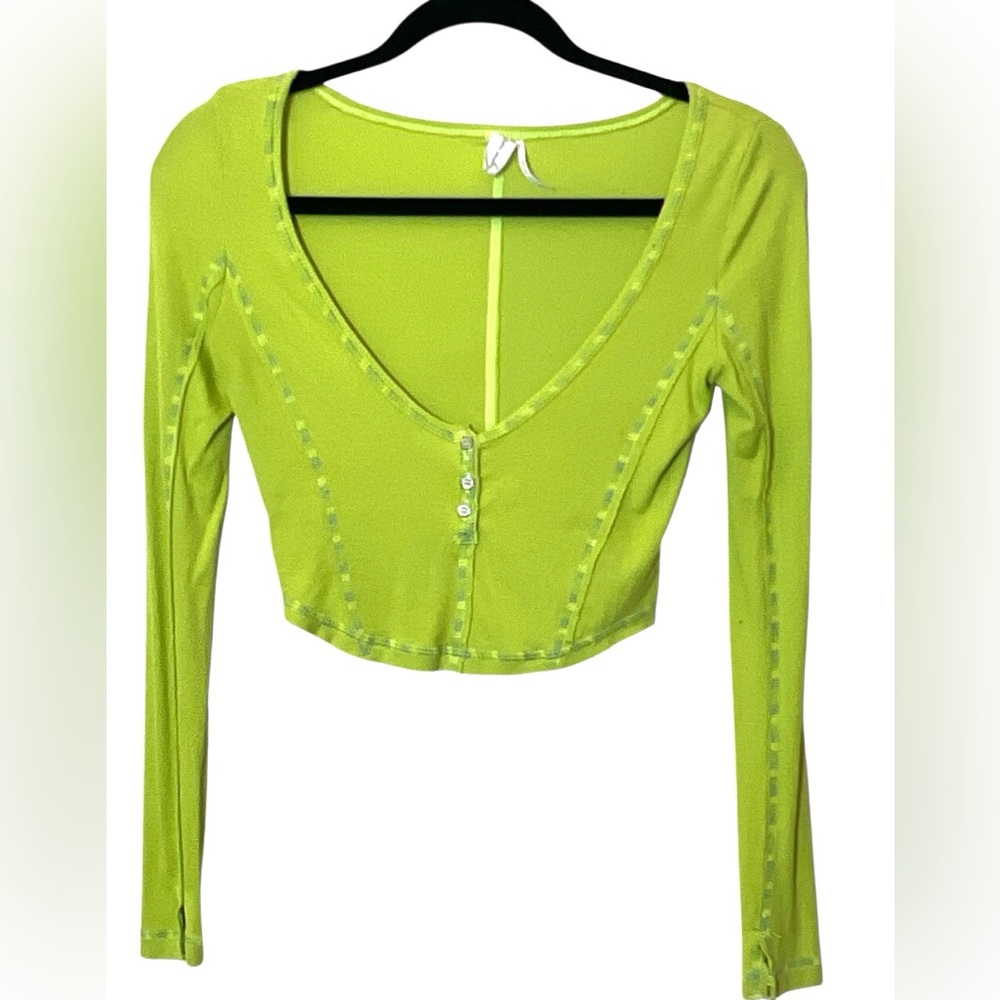 Urban Outfitters Out From Under Women's Crop Lounge Long Sleeve Top Size S Lime